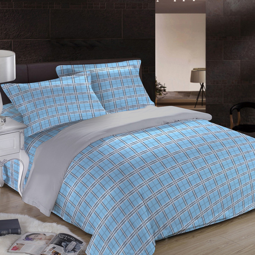 蓝色床品三件套（床单＋被罩＋枕套）